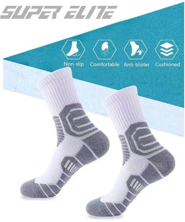 Seiciviy Men's Compression Ankle Athletic Socks - White (3 Pairs) - Buy Online on GoSupps.com