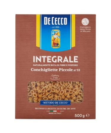 Italian Gourmet E.R. De Cecco Conchigliette Piccole Integrali Whole Grain Pasta 500g + Pulpa Italian Gourmet 400g Pack of 10