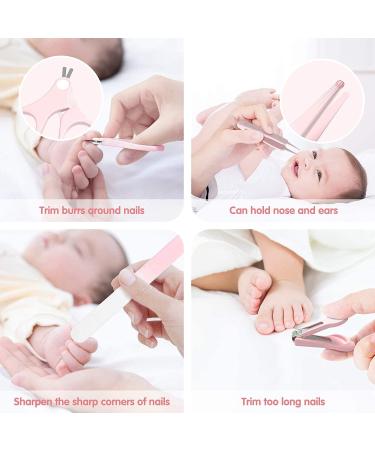 4 in 1 Baby Manicure Kit - Nail Clippers, Scissor, Nail File, and Tweezer for Baby Boy and Girl | Pink Baby Nail Care Set - Buy Online on GoSupps.com