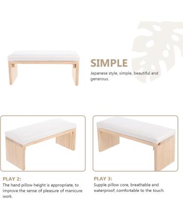 HEALLILY Nail Art Hand Rest Manicure Hand Pillow Wooden Manicure Cushion Manicure Wrist Pillow Nail Art Wood Rest Hand Pillow for Nail Salon Home White 30x13cm - Buy Online on GoSupps.com