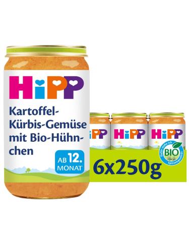 HiPP Potato-Pumpkin-Vegetables with Organic Chicken Pack of 6 (6 x 250 g) H 6810 Cart./Pumpkin/Chicken 250g 250 g (Pack of 6) Single