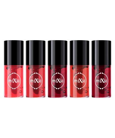 FREEORR 5 Colors Lip Tint Stain Set, Blusher Water Tint Makeup, Lip Stain Waterproof Long Lasting, Hydrating Fruity Dyeing Liquid Tint For Lips, Lip Tint For Girls and Women A-5colors