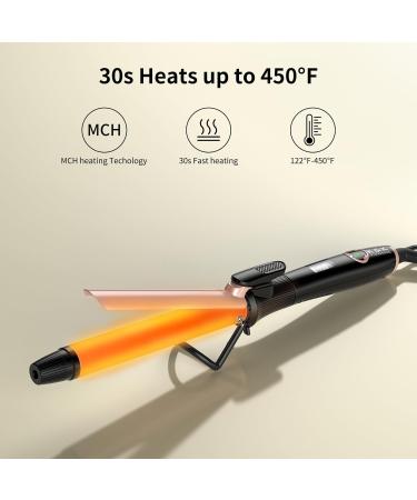Professional 1 Inch Rose Gold Curling Iron - Tourmaline Ceramic Hair Curler Dual Voltage 450 F Auto Off - Perfect for Travel - Buy Online on GoSupps.com
