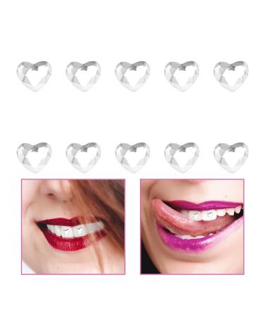 iplusmile Tooth Gem Kit - Removable Crystal Heart Teeth Ornaments for Reflective DIY Nails Decor - 10Pcs White - Buy Online on GoSupps.com