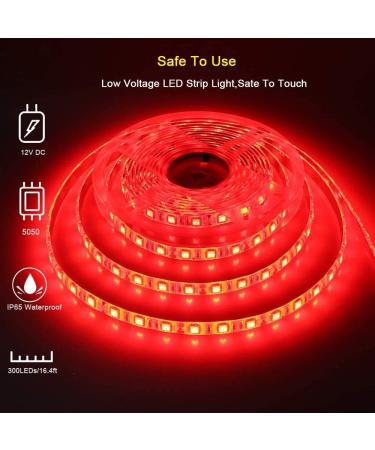 Vbakor 12V Pontoon LED Strip Lights 5M/16.4FT Waterproof Marine Boat Interior Deck Light - Red Color with Extension Cable - Buy Online on GoSupps.com