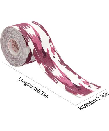 Sports Tape Wrap 5m Adhesive Kinesiology Therapeutic Athletic Tape | High Elastic Basic Cotton Sports Tape Elastic Athletic Tape for Support and Recovery Pink Camouflage 5cm*5m - Buy Online on GoSupps.com