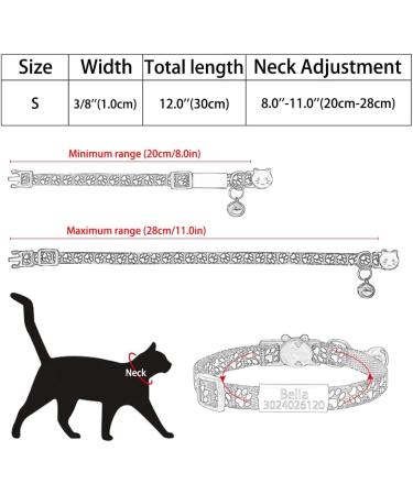 Senristar Personalized 2-Pack Reflective Breakaway Cat Collars - Custom Name Shield & Bell Anti-Loss Design for Cats - Adjustable 20-28 cm Red - Buy Online on GoSupps.com