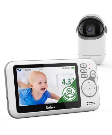 Taktark Babyphone with camera 4.3 '' Babyfon with camera and audio with Pan-Tilt 300 Rotation Video Baby Monitor with VOX intercom night vision temperature sensor and no disturbing lights BM812 - Buy Online on GoSupps.com