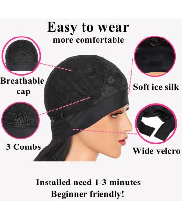 22 Inch Dark Blue Headband Wig for Black Women - Synthetic Glueless Long Wavy Wig with Attached Headbands for Natural Look - Buy Online on GoSupps.com