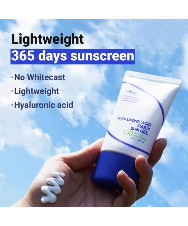 ISNTREE Hyaluronic Acid Daily Sun Gel - Lightweight SPF 30 PA+++ Moisturizing Sunscreen | No White Cast | Korean Skincare 50ml - Buy Online on GoSupps.com