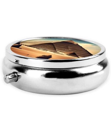 Dreaming of The Pyramids of Khufu Round Pill Box - 3 Compartment Travel Organizer | Portable Pill Holder for International Shipping - Buy Online on GoSupps.com