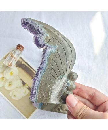 Natural Crystal Rough Home Decoration Natural CarvedCrystal Stone Amethyst Cluster Butterfly Fairy for Home Decor Stones Stone Collection 11-12 cm Purple - Buy Online on GoSupps.com