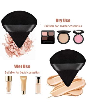 6 Pack Reusable Washable Black Powder Puff Set - Soft Triangle Makeup Puffs for Face & Body - Plush Sponge for Wet/Dry Makeup Application - Buy Online on GoSupps.com