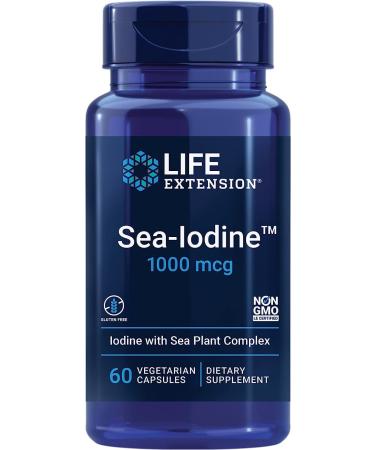 Life Extension Sea Iodine 1000mcg Depot High Dosed Iodine 60 Vegan Capsules Laboratory Tested Gluten Free Vegetarian SOYA Free GMO Free