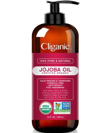 Cliganic 100% Pure & Natural Jojoba Oil 16 fl oz (473 ml)