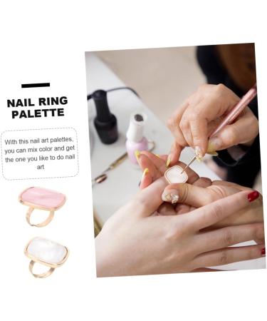  Vaguelly Vaguelly 2 Piece Marble Nail Art Ring Palettes Lightweight Portable Color Palettes for DIY Manicure Suitable for Nail Art Lovers Professional Nail Technicians - Buy Online on GoSupps.com