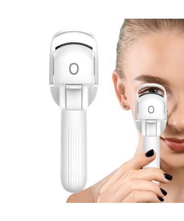 Electric Eyelash Curler - Rechargeable Eye Lash Curling Tool - Women Natural Eye Lash Tool Rapid Heat-up with Temperature Control Long Lasting Eyelash Curling Tool for Perfect Eyelashes White