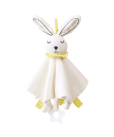 Zocita Baby Security Blanket  Soft Plush Teething Towel Toy with Teether and Built-in Bell(Rabbit)