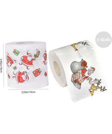 2 Rolls Christmas Toilet Paper Santa Claus Printed Christmas Toilet Roll Funny Merry Xmas Toilet Paper Bulk for Bathroom Decor Stocking Stuffers Party Favors - Buy Online on GoSupps.com