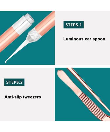 Rose Gold Ear Digging Set - 7 Piece Spoon & Spiral Pick with No Noise Plugs - Buy Online on GoSupps.com