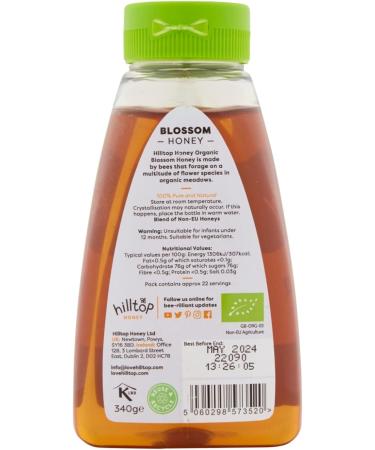 Hilltop Honey Organic Blossom Honey 340g Squeezy Bottle - Pack of 1 - Buy Online on GoSupps.com