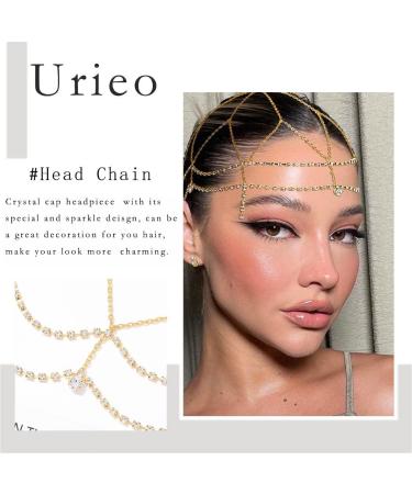 Urieo Rhinestone Gold Tassel Head Chain | Roaring 1920s Hair Accessory & Belly Dance for Women - Buy Online on GoSupps.com
