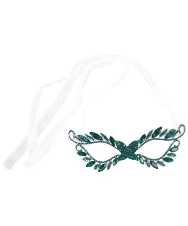 VILLCASE Rhinestone Mesh Mask Chain Crystal Masquerade Masks Ball Party Nightclub Necklace Venetian Mardi Gras Jewelry Green