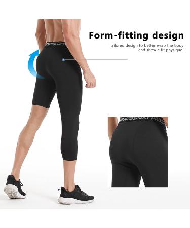 2 Pack Men's Compression Capri Tights for Gym Running Basketball - White+Black - Large - Buy Online on GoSupps.com