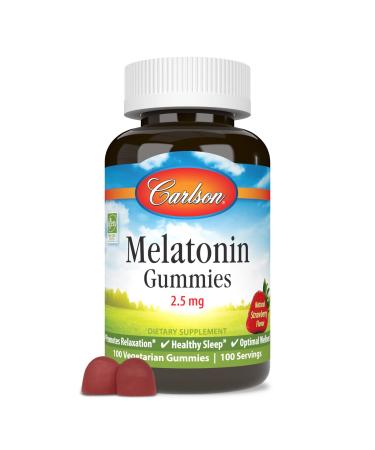 Carlson - Melatonin Gummies, 2.5 mg, Healthy Sleep, Promotes Relaxation, Natural Strawberry Flavor, 100 Gummies