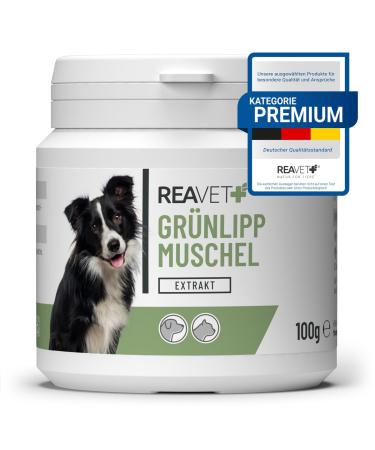 Reavet Gr nlippmussel extract powder 100g for dogs & cats |Green lip powder dog green lip mussel extract highly dose after treated osteoarthritis arthritis 100 g (1 Pack)