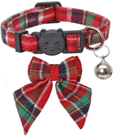Lamphyface Christmas Cat Collar with Breakaway Feature, Cute Bow Tie & Flower Bandana - Adjustable and Safe Plaid Bowtie Design - Buy Online on GoSupps.com