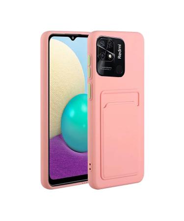 Tivenfezk Nadoli Silicone case for Xiaomi Redmi 10c Ultra thin shockproof scratch -resistant wallet soft TPU protective cover mobile phone cover with credit card holder Xiaomi Redmi 10c pink