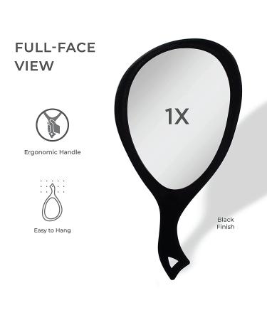 Zadro Large Hand Mirror with Handle - Salon Stylist's Big Handheld & Wall Mounted Black Onyx Mirror (19 x 10) - Buy Online on GoSupps.com