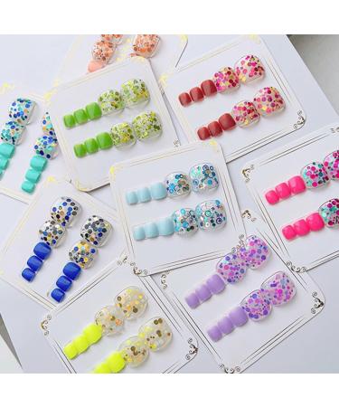 AJTUTUS French Tips Press on Toenails Fashionable Short Square Toe Stick on Colorful False Toe s for Women and Girls - Buy Online on GoSupps.com