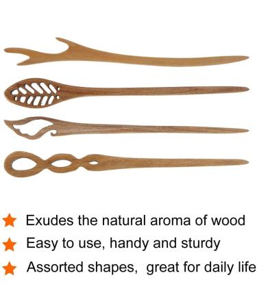 Tianbi Vintage Wooden Hair Clips | Ancient Chinese Hairpins & Forks | 4-Piece Hair Accessories for Dutt & Chignon - Buy Online on GoSupps.com