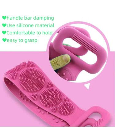 HJCOCHOME Silicone Back Scrubber for Shower - Extra Long Exfoliating Body Scrubber with Handle, Pink - Men and Women - Buy Online on GoSupps.com