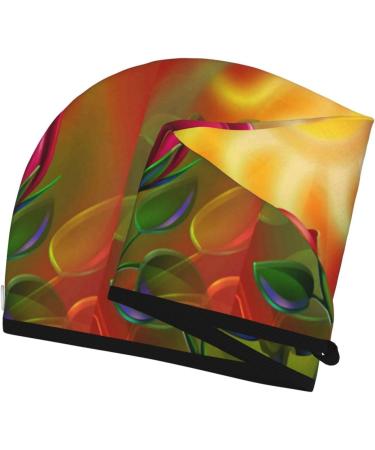 Hair Towel Wrap - Quick Drying Towel Turban with Button | Rose Psychedelic Design - Buy Online on GoSupps.com