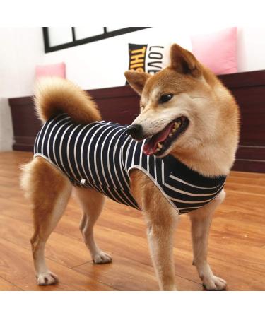 Doton Hospital Suit for Dogs & Cats - Wound Protection Medical Clothing for Puppies | After Surgery Recovery | Comfortable Replacement Collar & Cone (S Blue Striped) - Buy Online on GoSupps.com