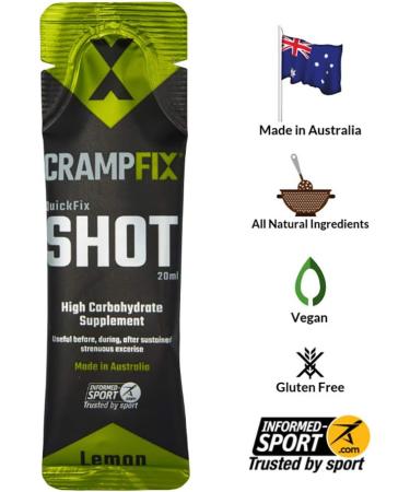 CrampFix QuickFix Shot Sachets - Fast Muscle Cramp Relief (9 x 20ml Lemon) - Buy Now! - Buy Online on GoSupps.com