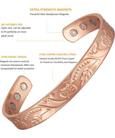 Stylish Adjustable Copper Bracelet & Ring for Arthritis Relief - Pure Copper Magnetic Jewelry Gifts for Women - Buy Online on GoSupps.com