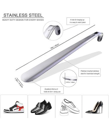 ACEBON Metal Shoe Horn Long Handle - 16 Inch Heavy Duty Shoe Horn for Seniors & Boots - Extra Long 12 Inch ShoeHorn for Kids - Buy Online on GoSupps.com