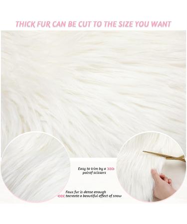 Faux Fur Fabric Christmas Craft Shaggy Plush Patch Sewing Fur Cuts - White 60 x 18 Inch - Buy Online on GoSupps.com