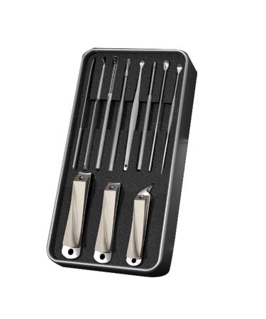 Nail Scissors Manicure Set Nail Clippers Tools Household Ear Spoon Nail Cutters Kit for Manicure Tools for Everyday use Toenail Clippers Black