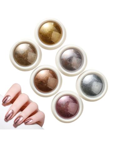 Ensemble de poudre chrom pour 6 couleurs scintillantes pour ongles chrom s | Girls Mirror Effect Pigment d'ongles Poussi re Ongles Brillant Pour Festival Rendez-vous Maquillage Halloween 01