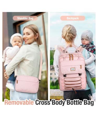 Tonyee Wrap Backpack - Stylish Diaper Bag with Removable Bottle & Diaper Pad Travel Essentials for Moms & Dads - Rosa - Buy Online on GoSupps.com