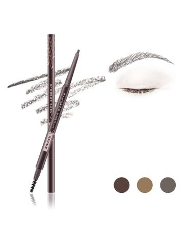 Music Flower Eyebrow Pencil in Teardrop Tip Spoolie Brush  Dual Ended Eyebrow Pen - Long Lasting Natural Fills and Defines Brow Tint  Soft Grey