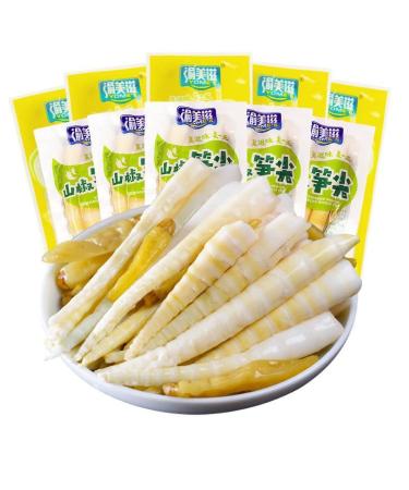 Bamboo shoots with pickled peppers tender bamboo shoots crispy bamboo shoots snacks and snack food Instant hand peeled bamboo shoots Hot and sour bamboo shoots (Mixed flavors 10 bags)
