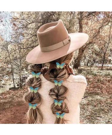 Handmade Realistic 3D Green Butterfly Hair Clips - Set of 5 Blue Hair Pins for Women and Girls | Wedding Decorative Hair Accessories - Buy Online on GoSupps.com