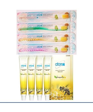 Memonotry Atomy Toothpaste Set for 4 Families 999 Gold Coated Super Nano SLIM Propolis Green Tea Extract Herbal Oral Care