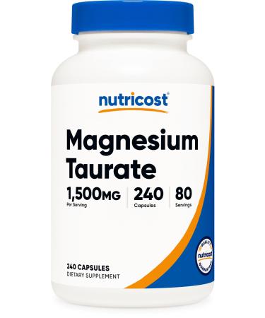 Nutricost Magnesium Taurate 1 500mg 240 Capsules - Gluten Free Non-GMO Vegan 80 Servings